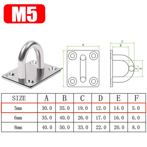 Stainless steel pad eye plate - eye,